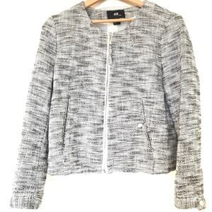 H&M Black and white tweed "bomber" style jacket